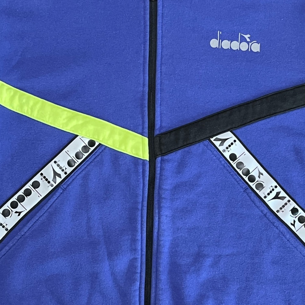 DIADORA HD Sweat Be One Full Zip Blue Hoodie Casual Activewear Mens Size XS - Picture 2 of 10